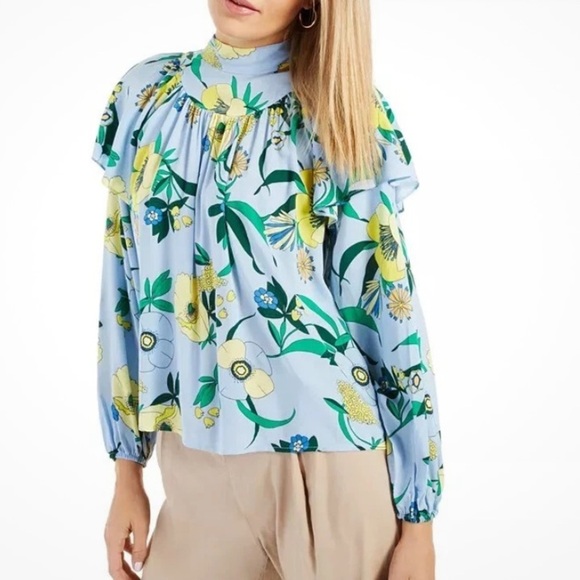 INC International Concepts Mabel Bouquet Floral Ruffled Blouse Size XL - Picture 2 of 8